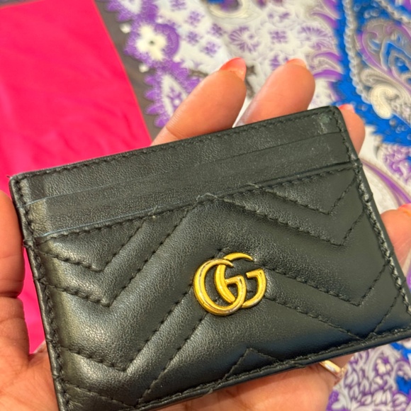 Gucci CC Black Cowhide Holder w Gold GG Hardware Card Case - Picture 4 of 4